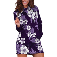 Hawaiian Hibiscus Tribal Floral Purple Hoodie Dress Polynesian Tapa Pattern LT01 Purple - Polynesian Pride