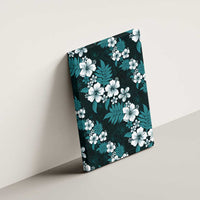 Hawaiian Hibiscus Tribal Floral Teal Canvas Wall Art Polynesian Tapa Pattern - Polynesian Pride