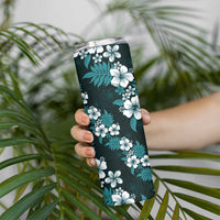 Hawaiian Hibiscus Tribal Floral Teal Skinny Tumbler Polynesian Tapa Pattern LT01 - Polynesian Pride