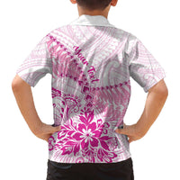 Personalised New Zealand Pink Fern Breast Cancer Family Matching Off The Shoulder Long Sleeve Dress and Hawaiian Shirt Polynesian Pattern LT01 - Polynesian Pride