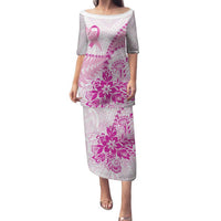 Personalised New Zealand Pink Fern Breast Cancer Family Matching Puletasi and Hawaiian Shirt Polynesian Pattern LT01 Mom's Dress Pink - Polynesian Pride