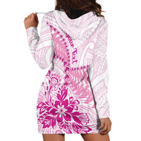 Personalised New Zealand Pink Fern Breast Cancer Hoodie Dress Polynesian Pattern LT01 - Polynesian Pride