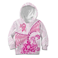 Personalised New Zealand Pink Fern Breast Cancer Kid Hoodie Polynesian Pattern LT01 Hoodie Pink - Polynesian Pride