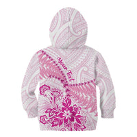 Personalised New Zealand Pink Fern Breast Cancer Kid Hoodie Polynesian Pattern LT01 - Polynesian Pride