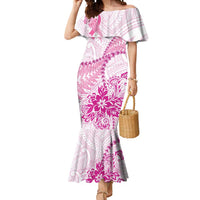 Personalised New Zealand Pink Fern Breast Cancer Mermaid Dress Polynesian Pattern LT01 Women Pink - Polynesian Pride