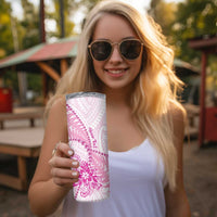 Personalised New Zealand Pink Fern Breast Cancer Skinny Tumbler Polynesian Pattern LT01 - Polynesian Pride