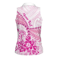 Personalised New Zealand Pink Fern Breast Cancer Women Sleeveless Polo Shirt Polynesian Pattern LT01 - Polynesian Pride