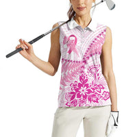 Personalised New Zealand Pink Fern Breast Cancer Women Sleeveless Polo Shirt Polynesian Pattern LT01 - Polynesian Pride