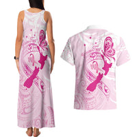 Personalised Aotearoa Breast Cancer Couples Matching Tank Maxi Dress and Hawaiian Shirt New Zealand Maori Pattern LT01 - Polynesian Pride