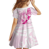 Personalised Aotearoa Breast Cancer Family Matching Off The Shoulder Long Sleeve Dress and Hawaiian Shirt New Zealand Maori Pattern LT01 - Polynesian Pride