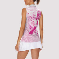Personalised Aotearoa Breast Cancer Women Sleeveless Polo Shirt New Zealand Maori Pattern LT01 - Polynesian Pride