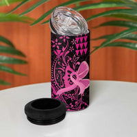 Hawaii Breast Cancer 4 in 1 Can Cooler Tumbler Girl Floral Kakau Pattern LT01 - Polynesian Pride