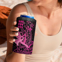 Hawaii Breast Cancer 4 in 1 Can Cooler Tumbler Girl Floral Kakau Pattern LT01 - Polynesian Pride