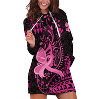 Hawaii Breast Cancer Hoodie Dress Girl Floral Kakau Pattern LT01 Pink - Polynesian Pride