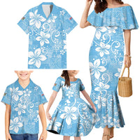 Fiji Tapa Pattern Family Matching Mermaid Dress and Hawaiian Shirt Plumeria Floral LT01 - Polynesian Pride