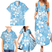 Fiji Tapa Pattern Family Matching Summer Maxi Dress and Hawaiian Shirt Plumeria Floral LT01 - Polynesian Pride