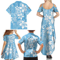 Fiji Tapa Pattern Family Matching Summer Maxi Dress and Hawaiian Shirt Plumeria Floral LT01 - Polynesian Pride