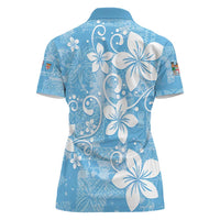 Fiji Tapa Pattern Women Polo Shirt Plumeria Floral