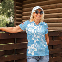Fiji Tapa Pattern Women Polo Shirt Plumeria Floral