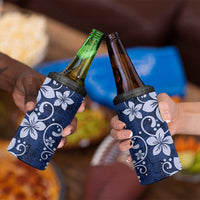 Plumeria Floral Tapa Pattern Navy Blue 4 in 1 Can Cooler Tumbler