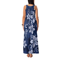 Plumeria Floral Tapa Pattern Navy Blue Family Matching Tank Maxi Dress and Hawaiian Shirt LT01 - Polynesian Pride