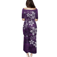 Plumeria Floral Tapa Pattern Amethyst Purple Family Matching Puletasi and Hawaiian Shirt LT01 - Polynesian Pride