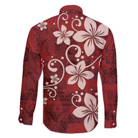 Plumeria Floral Tapa Pattern Oxblood Red Family Matching Tank Maxi Dress and Hawaiian Shirt LT01 - Polynesian Pride