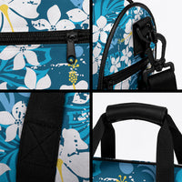 Blue Hawaiian Hibiscus Monstera Duffle Bag Grunge Stylized LT01 - Polynesian Pride