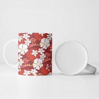 Red Hawaiian Hibiscus Monstera Ceramic Mug Grunge Stylized LT01 - Polynesian Pride