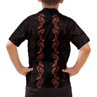 Hawaii Japan Koi Fish Red Family Matching Short Sleeve Bodycon Dress and Hawaiian Shirt Tapa Pattern LT01 - Polynesian Pride