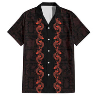 Hawaii Japan Koi Fish Red Family Matching Summer Maxi Dress and Hawaiian Shirt Tapa Pattern LT01 Dad's Shirt - Short Sleeve Red - Polynesian Pride