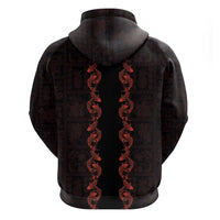 Hawaii Japan Koi Fish Red Hoodie Tapa Pattern - Polynesian Pride
