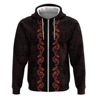 Hawaii Japan Koi Fish Red Hoodie Tapa Pattern - Polynesian Pride