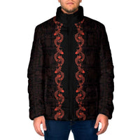 Hawaii Japan Koi Fish Red Padded Jacket Tapa Pattern - Polynesian Pride
