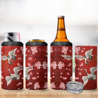 Hawaii Japan Cranes Sakura Flower Red 4 in 1 Can Cooler Tumbler Japan Heritage Spirit LT01 - Polynesian Pride