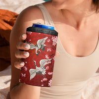Hawaii Japan Cranes Sakura Flower Red 4 in 1 Can Cooler Tumbler Japan Heritage Spirit LT01 - Polynesian Pride