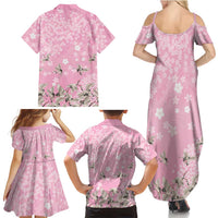 Cranes Sakura Floral Pink Pastel Family Matching Summer Maxi Dress and Hawaiian Shirt Hawaii Japan Culture LT01 - Polynesian Pride