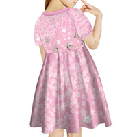 Cranes Sakura Floral Pink Pastel Kid Short Sleeve Dress Hawaii Japan Culture LT01 - Polynesian Pride