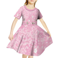 Cranes Sakura Floral Pink Pastel Kid Short Sleeve Dress Hawaii Japan Culture LT01 - Polynesian Pride