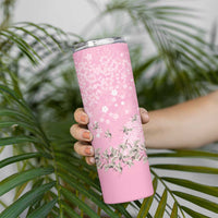 Cranes Sakura Floral Pink Pastel Skinny Tumbler Hawaii Japan Culture LT01 - Polynesian Pride