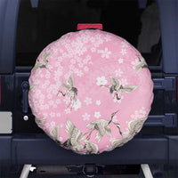 Cranes Sakura Floral Pink Pastel Spare Tire Cover Hawaii Japan Culture LT01 No hole Pink - Polynesian Pride