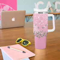 Cranes Sakura Floral Pink Pastel Tumbler With Handle Hawaii Japan Culture LT01 - Polynesian Pride