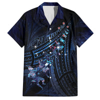 Personalised Matariki Paua Shell New Zealand Family Matching Off The Shoulder Long Sleeve Dress and Hawaiian Shirt Haka Dance At The Starry Night LT01 Dad's Shirt - Short Sleeve Black - Polynesian Pride
