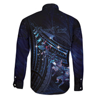 Personalised Matariki Paua Shell New Zealand Family Matching Short Sleeve Bodycon Dress and Hawaiian Shirt Haka Dance At The Starry Night LT01 - Polynesian Pride