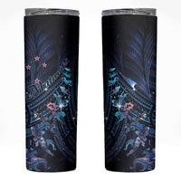 Matariki Paua Shell New Zealand Skinny Tumbler Haka Dance At The Starry Night LT01 Black - Polynesian Pride