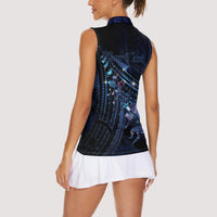 Personalised Matariki Paua Shell New Zealand Women Sleeveless Polo Shirt Haka Dance At The Starry Night LT01 - Polynesian Pride