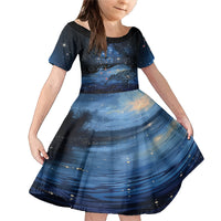 Personalised Matariki Kiwi Family Matching Mermaid Dress and Hawaiian Shirt Silver Fern LT01 Daughter's Dress Black - Polynesian Pride