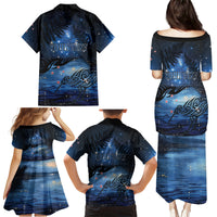 Personalised Matariki Kiwi Family Matching Puletasi and Hawaiian Shirt Silver Fern LT01 - Polynesian Pride
