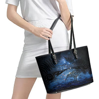 Matariki Kiwi Leather Tote Bag Silver Fern