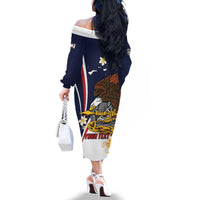 Personalized American Samoa Family Matching Off The Shoulder Long Sleeve Dress and Hawaiian Shirt Amerika Samoa Bald Eagle